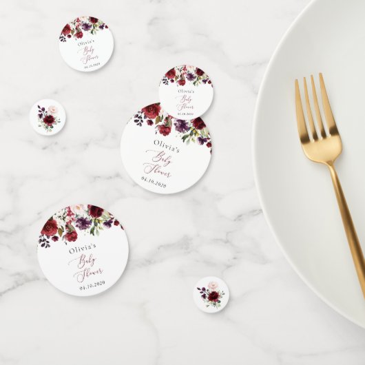 バーガンディの花,ピンクの花,ボホ,赤ちゃんシャワー コンフェッティ (グループ)