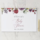 バーガンディの花，ピンクの花，ボホ，赤ちゃんシャワー ペーパーパッド (インサイチュ)