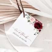 バーガンディの花、ピンクの花、緑結婚、 フェイバータグ