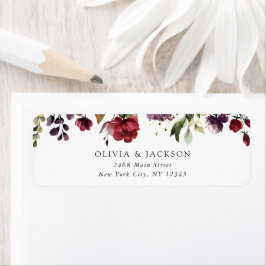 バーガンディの花、ピンクの花、緑結婚、 ラベル