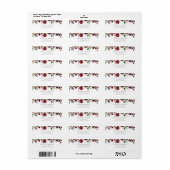 バーガンディの花、ピンクの花、緑結婚、 ラベル (フルシート)