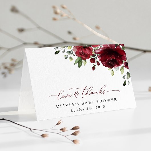 バーガンディの花、赤い花、ぼほ、赤いシャワー サンキューカード