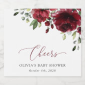 バーガンディの花、赤い花、ぼほ、赤いシャワー スパークリングワインラベル (シングルラベル)