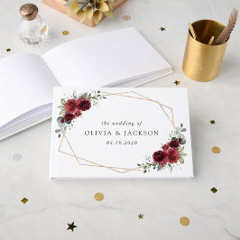 バーガンディの花、赤い花、フローラ結婚の ゲストブック