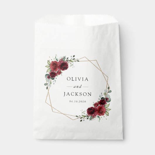 バーガンディの花、赤い花、フローラ結婚の フェイバーバッグ (正面)