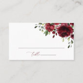 バーガンディの花、赤い花、フローラ結婚の プレイスカード (正面)