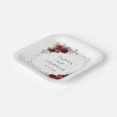 バーガンディの花、赤い花、フローラ結婚の ペーパープレート (傾斜あり)