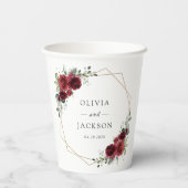 バーガンディの花、赤い花、フローラ結婚の 紙コップ (裏面)