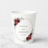 バーガンディの花、赤い花、フローラ結婚の 紙コップ (正面)