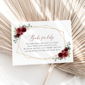 バーガンディの花、赤い花、ベビー用の本 エンクロージャーカード