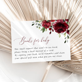バーガンディの花、赤い花、ベビー用の本 エンクロージャーカード