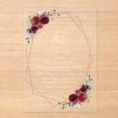 バーガンディの花、赤い花、赤いシャワー アクリル招待状 (正面)