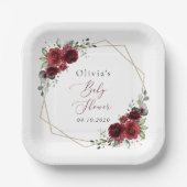 バーガンディの花、赤い花、赤いシャワー ペーパープレート (正面)