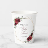 バーガンディの花、赤い花、赤いシャワー 紙コップ (裏面)