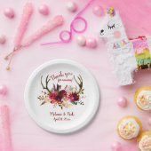 バーガンディの装飾を結婚する花のシカの(雄ジカの)枝角 ペーパープレート (パーティー)