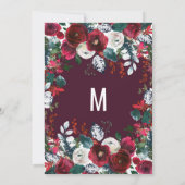 バーガンディの赤いアイボリーの生け花の新婦付添人 招待状 (裏面)