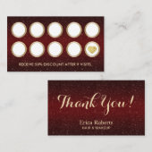 バーガンディの赤いグリッターのモダンなサロンのロイヤリティ ロイヤリティカード (正面/裏面)