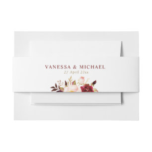 バーガンディの赤い赤面の花の腹バンド 招待状ベリーバンド