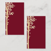 バーガンディの赤い金ゴールドの《植物》アスペンの樺の木の名刺 名刺 (正面/裏面)