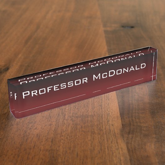 バーガンディの赤い黒はカスタムな机のネームプレート衰退します デスクネームプレート (側面)
