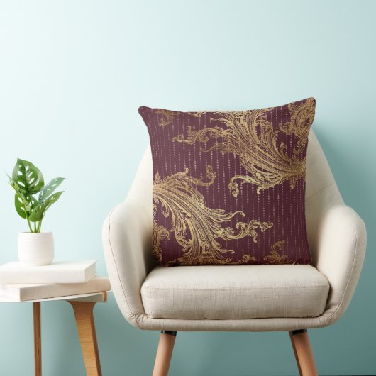 バーガンディの金ゴールドのビクトリアンなリバーシブルの贅沢な枕 クッション (椅子)