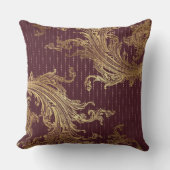 バーガンディの金ゴールドのビクトリアンなリバーシブルの贅沢な枕 クッション (正面)