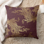 バーガンディの金ゴールドのビクトリアンなリバーシブルの贅沢な枕 クッション (ブランケット)