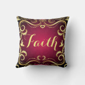 バーガンディの金ゴールドの信頼パターンプリントのデザイン クッション (裏面)