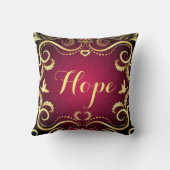 バーガンディの金ゴールドの希望パターンプリントのデザイン クッション (裏面)