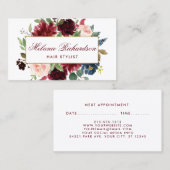 バーガンディの金ゴールドの青い美容師のアポイントメントカード 予約カード (正面/裏面)