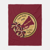 バーガンディの金ゴールドの黒のパーソナライズな応援のギフトの応援 フリースブランケット (正面)