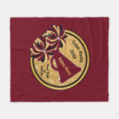 バーガンディの金ゴールドの黒のパーソナライズな応援のギフトの応援 フリースブランケット (正面(横))