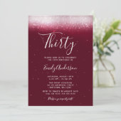 バーガンディの魅力的な第30誕生日 招待状 (スタンド正面)