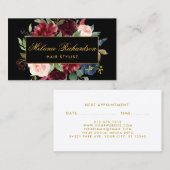 バーガンディの黒い金ゴールドの美容師のアポイントメントカード 予約カード (正面/裏面)