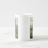 バーガンディの0536匹のHollyhocks ボーンチャイナマグカップ (正面)