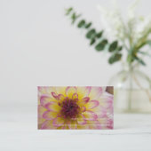 バーガンディの、黄色及び白いダリア 名刺 (スタンド正面)