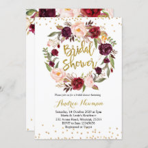 バーガンディのmarsalaのブライダルシャワーの招待