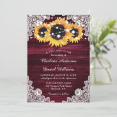 バーガンディひまわりウッドストリングライト結婚ズ 招待状 (スタンド正面)