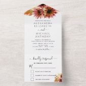 バーガンディひまわり国の結婚式すべて1つのInvi オールインワン招待状 (内側)