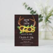 バーガンディひまわり〔雄ジカの〕枝角カントリーシ結婚ック 案内ポストカード (スタンド正面)