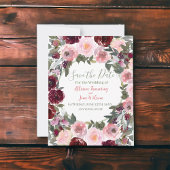 バーガンディほこりっぽいピンクのローズウォーター色は日付を保存 セーブザデート