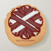 バーガンディアイボリーフラワーリボンbyケネス・ヨンチッチ ラウンドクッション (裏面)