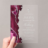 バーガンディアゲートシルバー文字ファーストホーリーコミュニオン アクリル招待状 (インサイチュ (ポータブル))