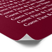 バーガンディウェディングパーティーお祝いシートウェルカム ポスター (角)