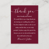 バーガンディウェディングレセプションサンキュー座席表 プレイスカード (正面)