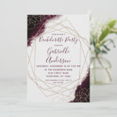 バーガンディウォーターカラーガールズパーティー招待状 招待状 (スタンド正面)