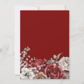 バーガンディウォーターカラーフラワーのミニマルウェディング 招待状 (裏面)