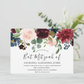 バーガンディウォーターカラーフラワーズこうもりミズバ招待状 招待状 (スタンド正面)