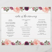 バーガンディウォーターカラーフローラ三重結婚式 プログラム チラシ (裏面)