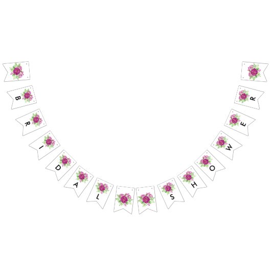 バーガンディウォーターカラープオーニーブライダルシャワー バンティングフラッグ (全)